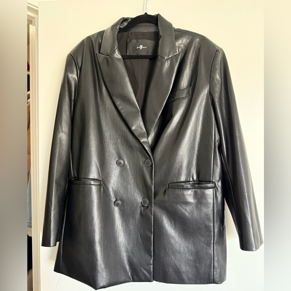 7 of Mankind Oversized Black Vegan Leather Blazer Brand New with Tag size Medium
